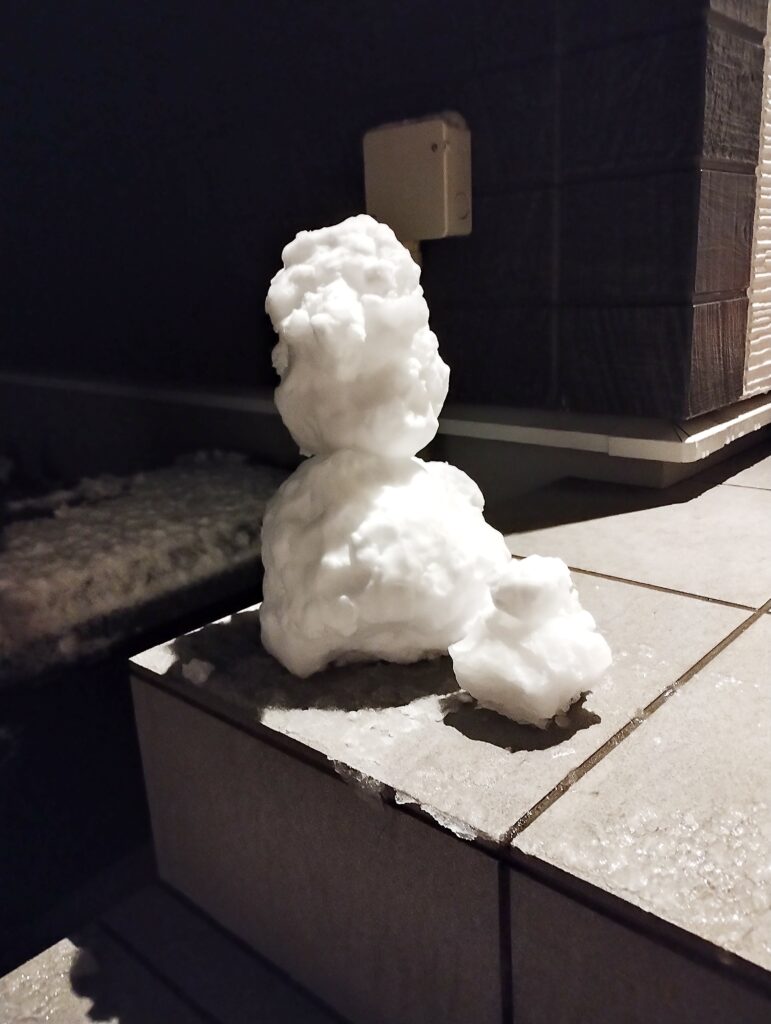 降った雪で作った雪だるま